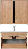 Set mobilier baie Lund cu masca, lavoar si dulap, 80 cm lățime - LunaHome.ro