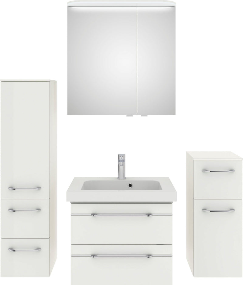Set mobilier complet de baie Saphir Balto din 4 piese alb lucios - LunaHome.ro
