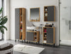 Set mobilier de baie modern Oslo din 5 piese gri cu stejar