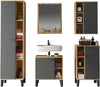 Set mobilier de baie modern Oslo din 5 piese gri cu stejar