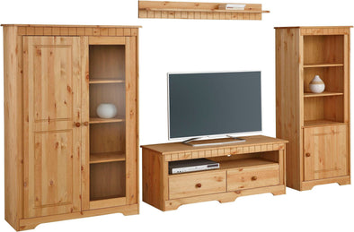 Set mobilier de living Poehl din 4 piese din lemn masiv de pin natur - LunaHome.ro