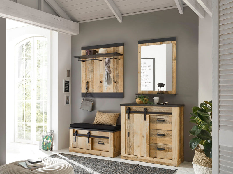 Set mobilier hol Sherwood cu aspect de lemn, 4 piese - LunaHome.ro