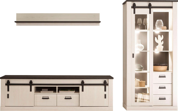 Set mobilier living Sherwood alb din 3 piese 314 cm lungime - LunaHome.ro