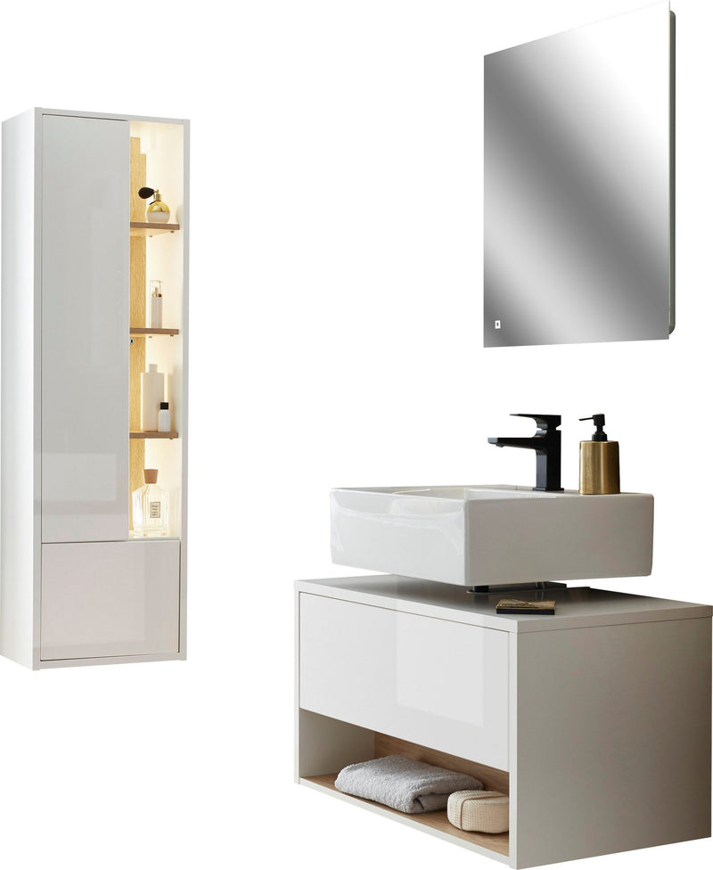 Set mobilier pentru baie Studio Line alb din 3 piese
