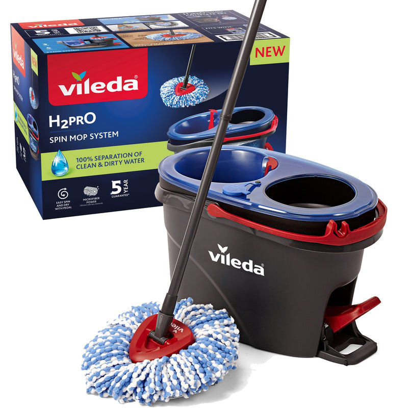 Set mop rotativ cu galeata Vileda H2PrO Spin Mop System - LunaHome.ro