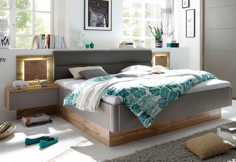 Set pat cu 2 noptiere Capri cu iluminat LED integrat, 180x200 cm - LunaHome.ro
