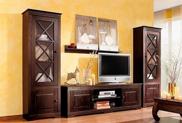 Set pentru Living Lisa din lemn masiv de pin maro inchis, 3 piese - LunaHome.ro