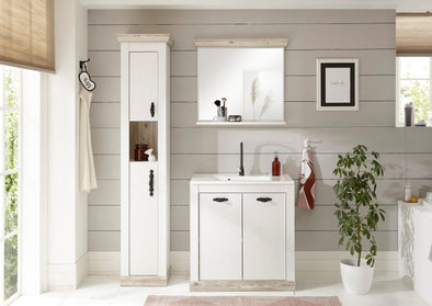 Set pentru baie Florenz din 3 piese, stil romantic alb cu chiuvetă inclusă - LunaHome.ro