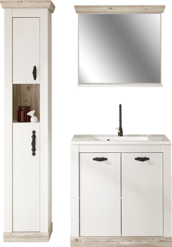 Set pentru baie Florenz din 3 piese, stil romantic alb cu chiuvetă inclusă - LunaHome.ro