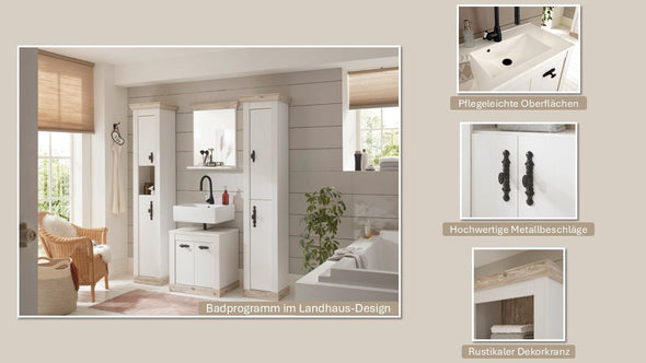 Set pentru baie Florenz din 3 piese, stil romantic alb cu chiuvetă inclusă - LunaHome.ro