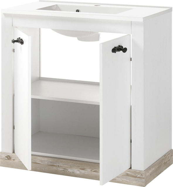 Set pentru baie Florenz din 3 piese, stil romantic alb cu chiuvetă inclusă - LunaHome.ro