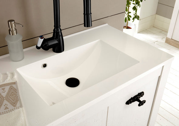 Set pentru baie Florenz din 3 piese, stil romantic alb cu chiuvetă inclusă - LunaHome.ro