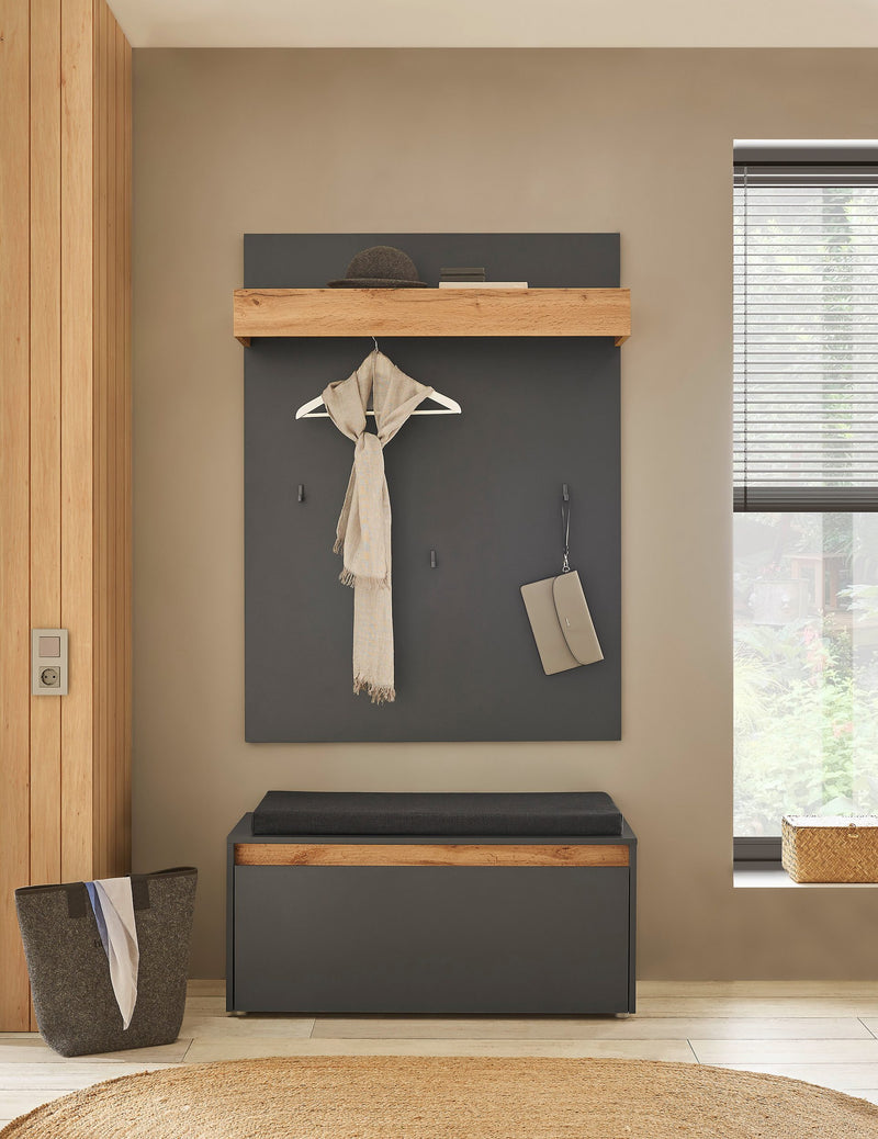 Set pentru hol City Giron gri antracit cu stejar din 2 piese - LunaHome.ro