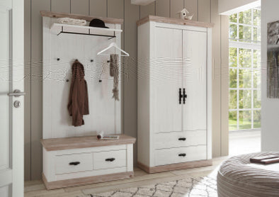 Set pentru hol Florenz, 3 piese cu aspect de lemn si accesorii metalice - LunaHome.ro