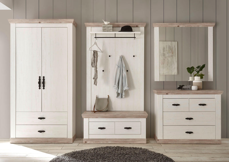 Set pentru hol Florenz, 4 piese cu aspect de lemn si accesorii metalice - LunaHome.ro