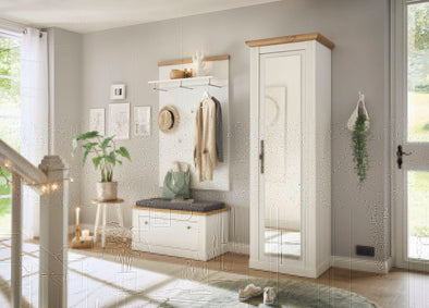 Set pentru hol Westminster elegant din 3 piese alb cu aspect de lemn - LunaHome.ro
