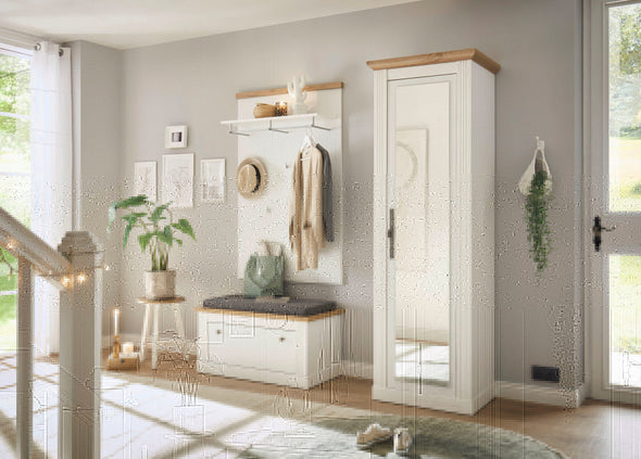 Set pentru hol Westminster elegant din 3 piese alb cu aspect de lemn - LunaHome.ro