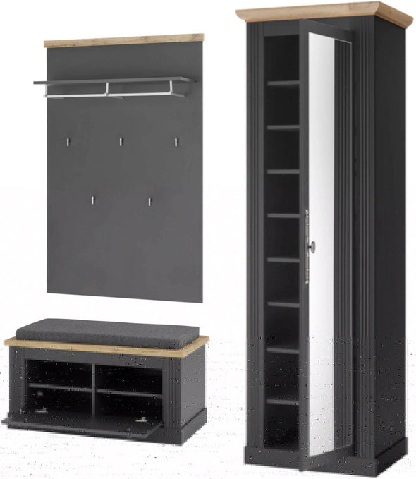 Set pentru hol Westminster elegant din 3 piese antracit - LunaHome.ro