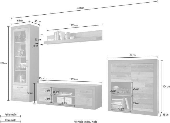 Set pentru living BROOKLYN 4 piese cu design industrial, 330 cm latime - LunaHome.ro