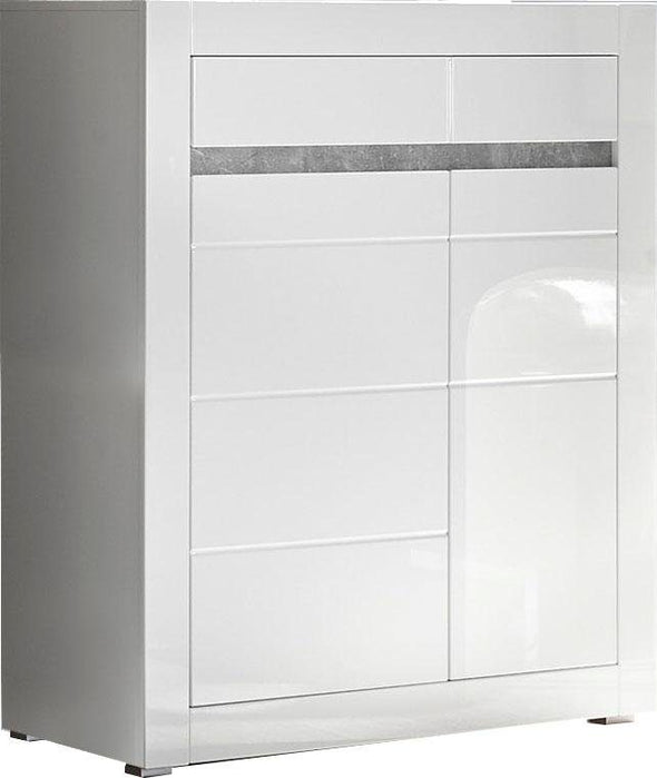 Set pentru living Carat din 4 piese, design modern alb lucios, 370 cm lungime - LunaHome.ro