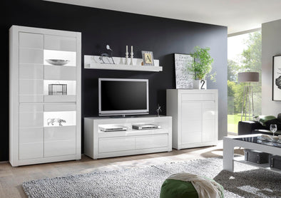 Set pentru living Carat din 4 piese, design modern alb lucios, 370 cm lungime - LunaHome.ro