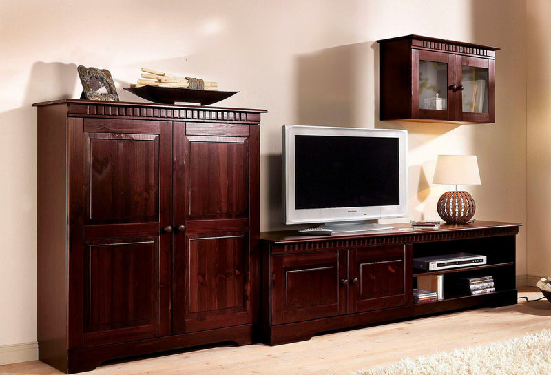 Set pentru living Cubrix din lemn masiv de pin maro inchis 3 piese - LunaHome.ro