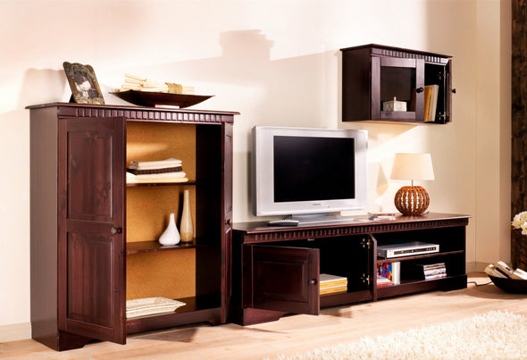 Set pentru living Cubrix din lemn masiv de pin maro inchis 3 piese
