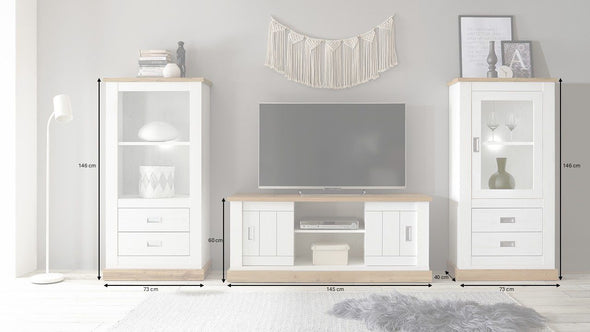 Set pentru living Orlando din 3 piese alb aprox 330 cm
