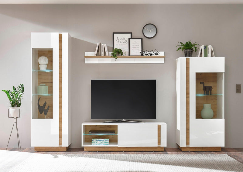 Set pentru living »CLAiR Kombi 21« 4 piese, alb lucios cu design modern - LunaHome.ro