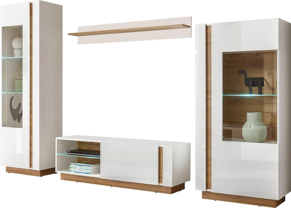 Set pentru living »CLAiR Kombi 21« 4 piese, alb lucios cu design modern