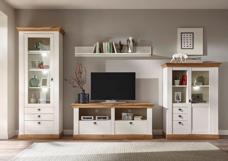 Set pentru living »Cremona«, 4 piese, cu aspect de lemn alb si stejar - LunaHome.ro