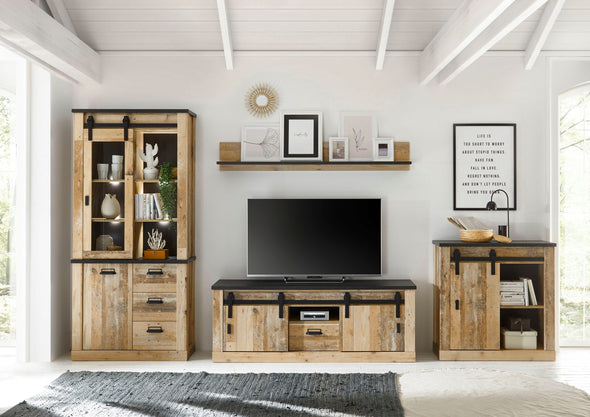 Set pentru living din 4 piese »SHERWOOD« cu aspect de lemn, 388 cm latime - LunaHome.ro