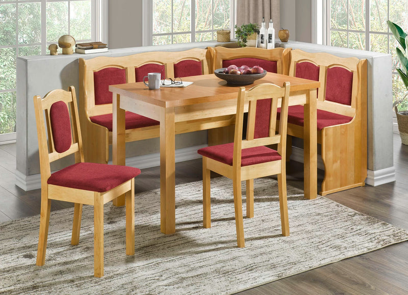 Set 2 scaune Bader din lemn de arin cu tapiterie bordeaux - LunaHome.ro