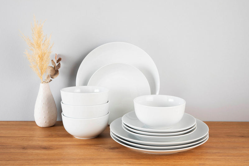 Set vesela Angi din portelan alb pentru 4 persoane, 12 piese - LunaHome.ro