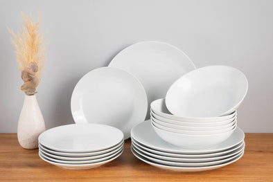 Set vesela Angi din portelan alb pentru 6 persoane, 18 piese - LunaHome.ro