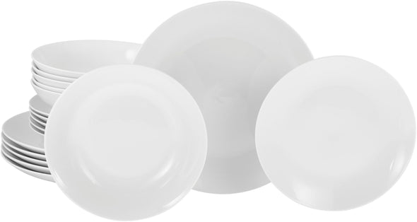 Set vesela Angi din portelan alb pentru 6 persoane, 18 piese - LunaHome.ro