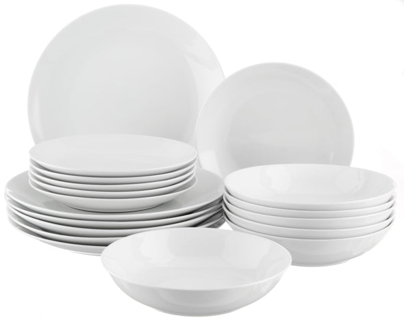 Set vesela Angi din portelan alb pentru 6 persoane, 18 piese - LunaHome.ro
