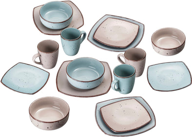 Set vesela Puro pentru 4 persoane, 16 piese albastru-bej - LunaHome.ro