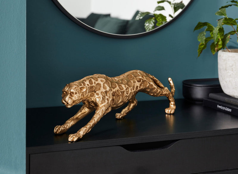 Statueta Leopard decorativa aurie din poliresină 53 cm