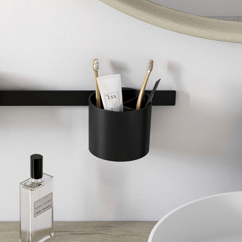 Suport periute dinti pentru baie HansGrohe WallStoris neagra - LunaHome.ro