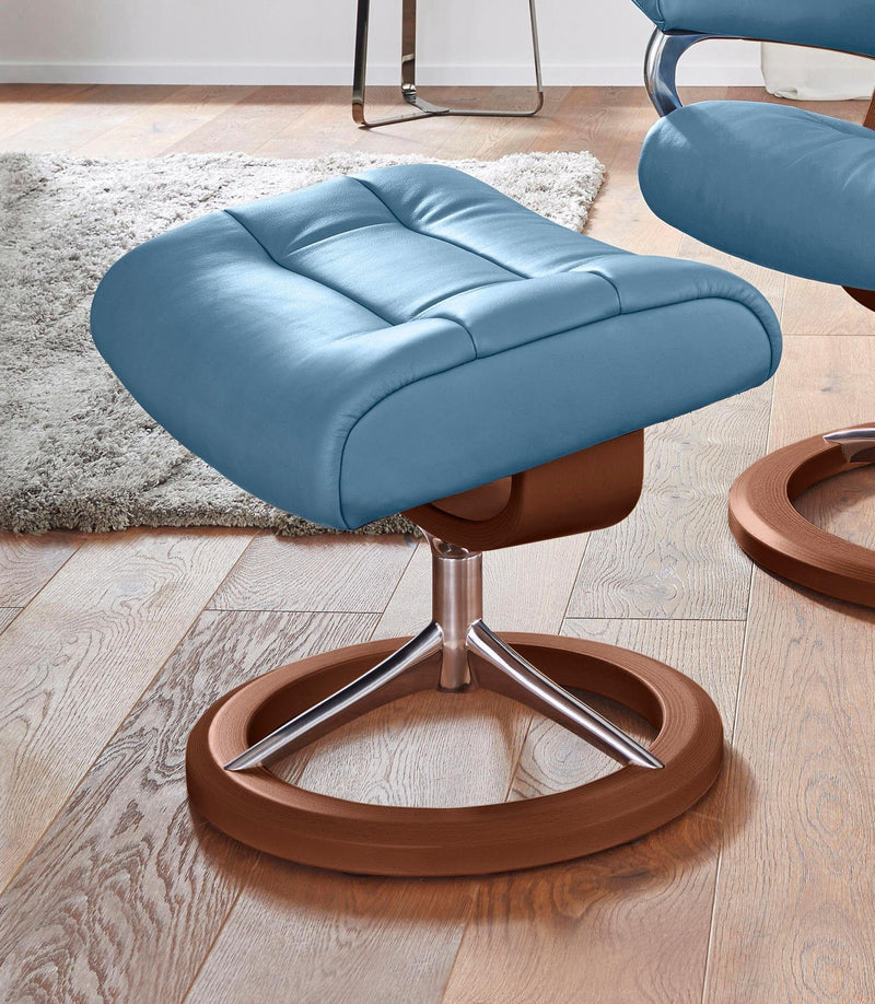 Taburet Stressless Opal din piele naturala, culoare albastru - LunaHome.ro