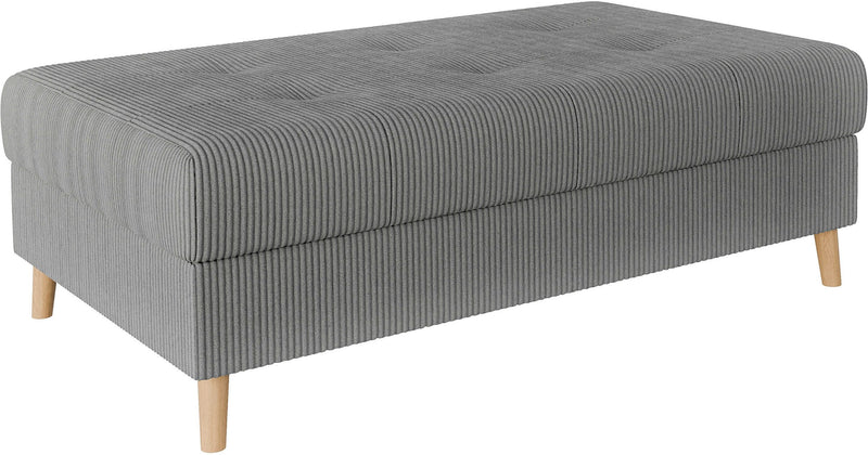 Taburet XXL Charre cu tapiterie gri si picioare din lemn 118 cm - LunaHome.ro