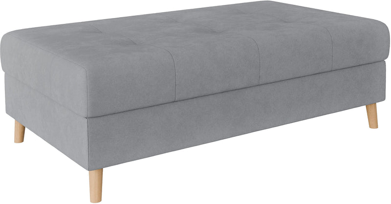 Taburet XXL Charre cu tapiterie gri si picioare din lemn 118 cm - LunaHome.ro