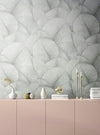 Tapet Blissful Botanics gri cu model vegetal gri - LunaHome.ro