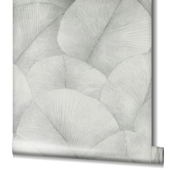 Tapet Blissful Botanics gri cu model vegetal gri - LunaHome.ro
