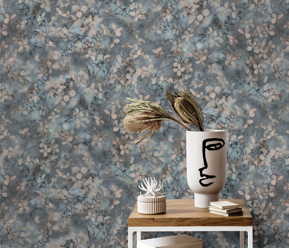Tapet lavabil Purity cu model romantic gofrat albastru - LunaHome.ro
