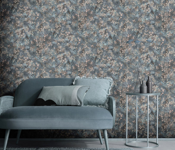 Tapet lavabil Purity cu model romantic gofrat albastru - LunaHome.ro