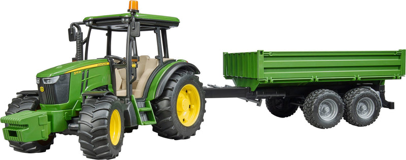 Tractor de jucarie JohnDeere verde cu remorca 45 cm - LunaHome.ro