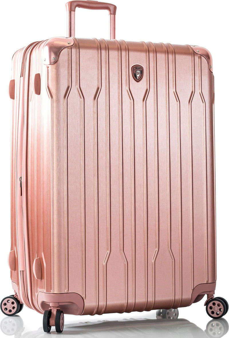 Troller cu carcasa dura XTrak 76 cm cu 4 roti dublate, roz metalic - LunaHome.ro