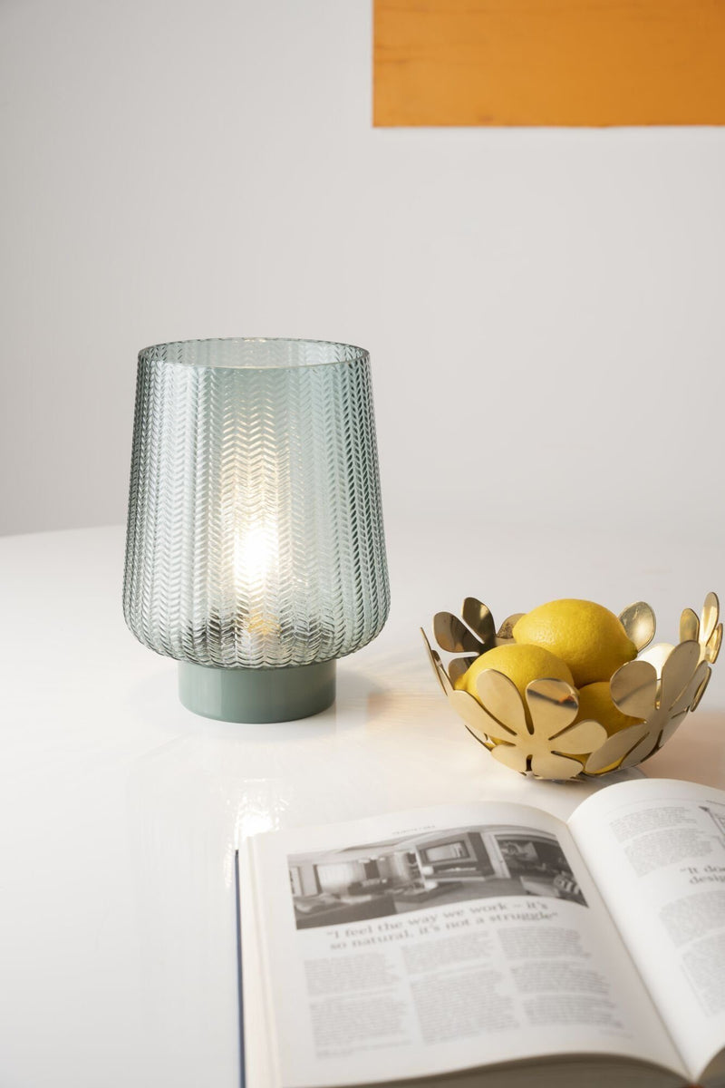 Veioză Pretty Glamour din sticla turcoaz 26 cm inaltime - LunaHome.ro
